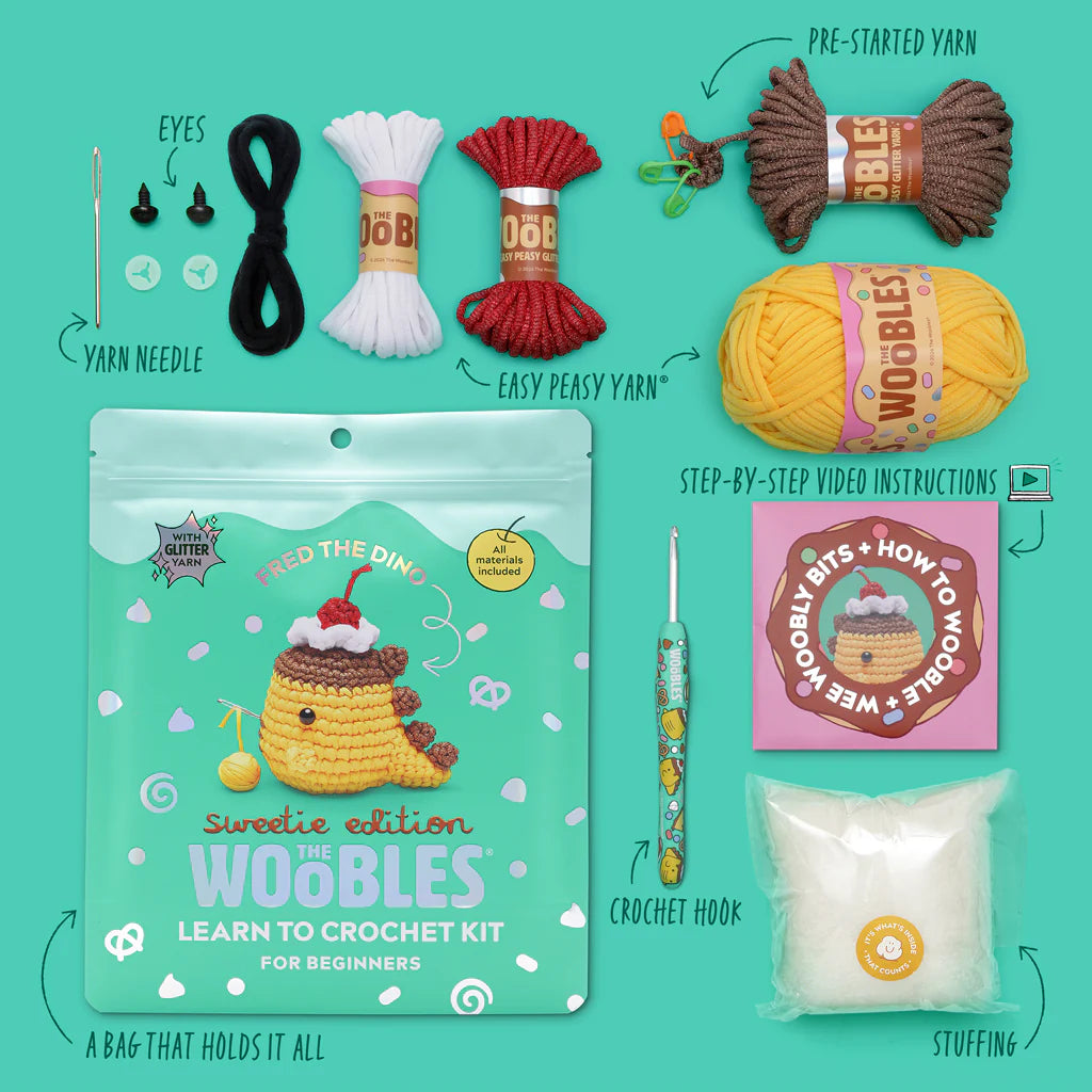 Woobles: Fred The Dino: Sweetie Edition Crochet Kit