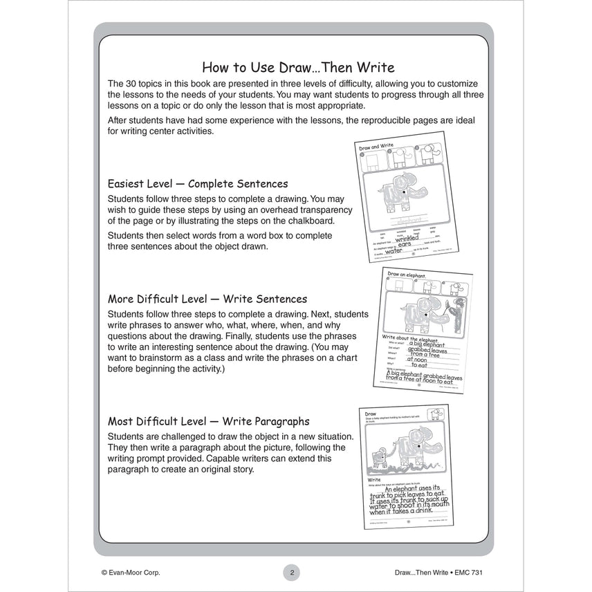 Draw…Then Write, Workbook Grade 1-3