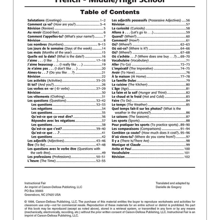 The 100+ Series: French, Grades 6-12