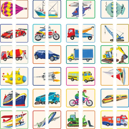 Vehicles Memory Match & Make Card Game