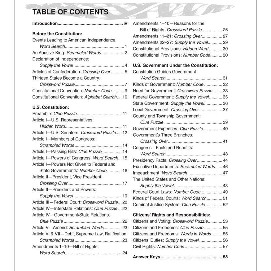 U.S. Constitution Puzzle Book