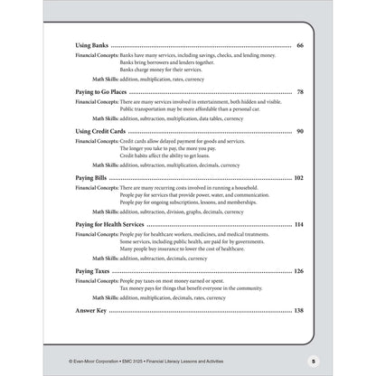 Financial Literacy Lessons and Activities Workbook, Grade 5