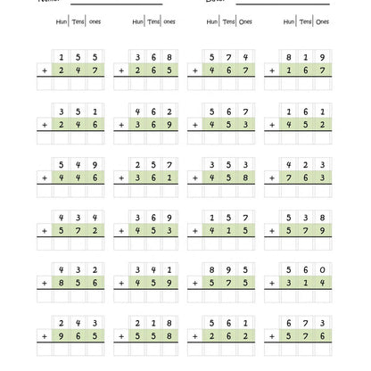 Channie's: One Page A Day Triple Digit Math Workbook