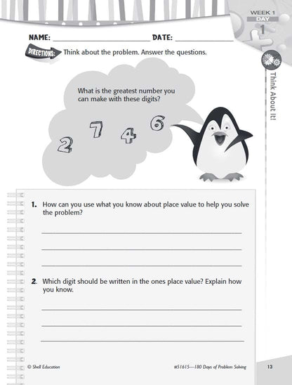 180 Days: Problem Solving for Third Grade