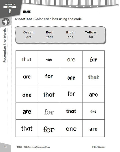 180 Days: High-Frequency Words for First Grade