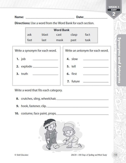 180 Days: Spelling and Word Study for Second Grade
