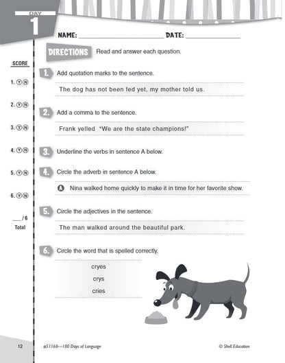 180 Days: Language for Third Grade