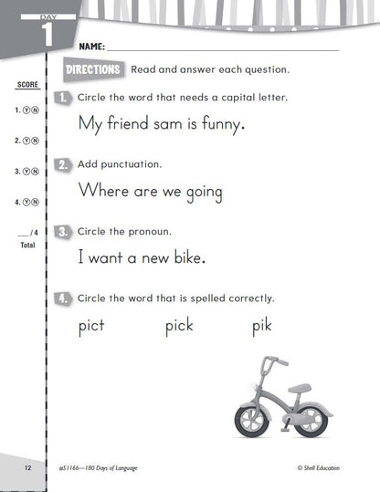 180 Days: Language for First Grade