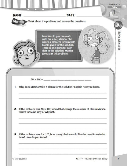 180 Days: Problem Solving for Fifth Grade
