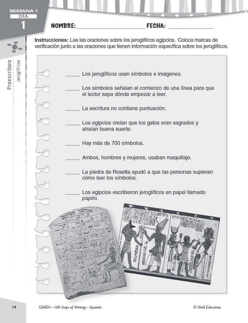180 Days: Writing for Fourth Grade (Spanish)