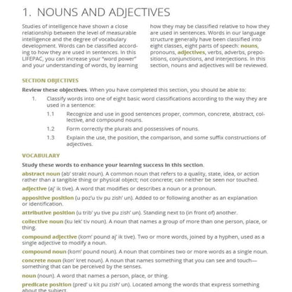 LIFEPAC Language Arts Box Set 9th Grade