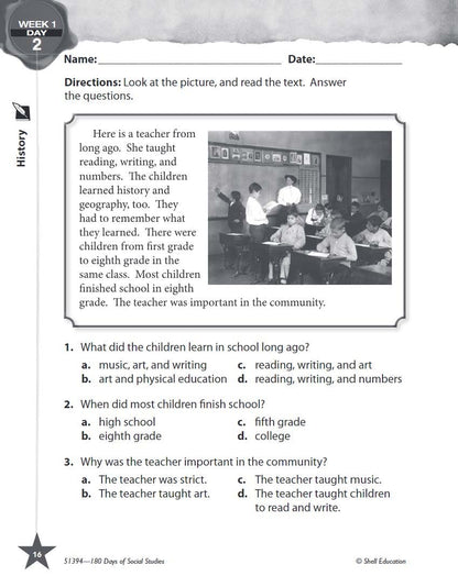180 Days: Social Studies for Second Grade