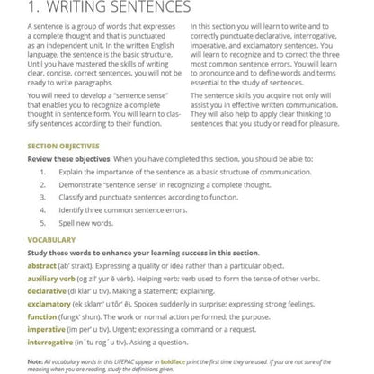 LIFEPAC Language Arts Box Set 7th Grade