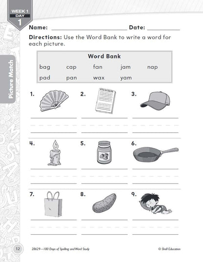 180 Days: Spelling and Word Study for First Grade