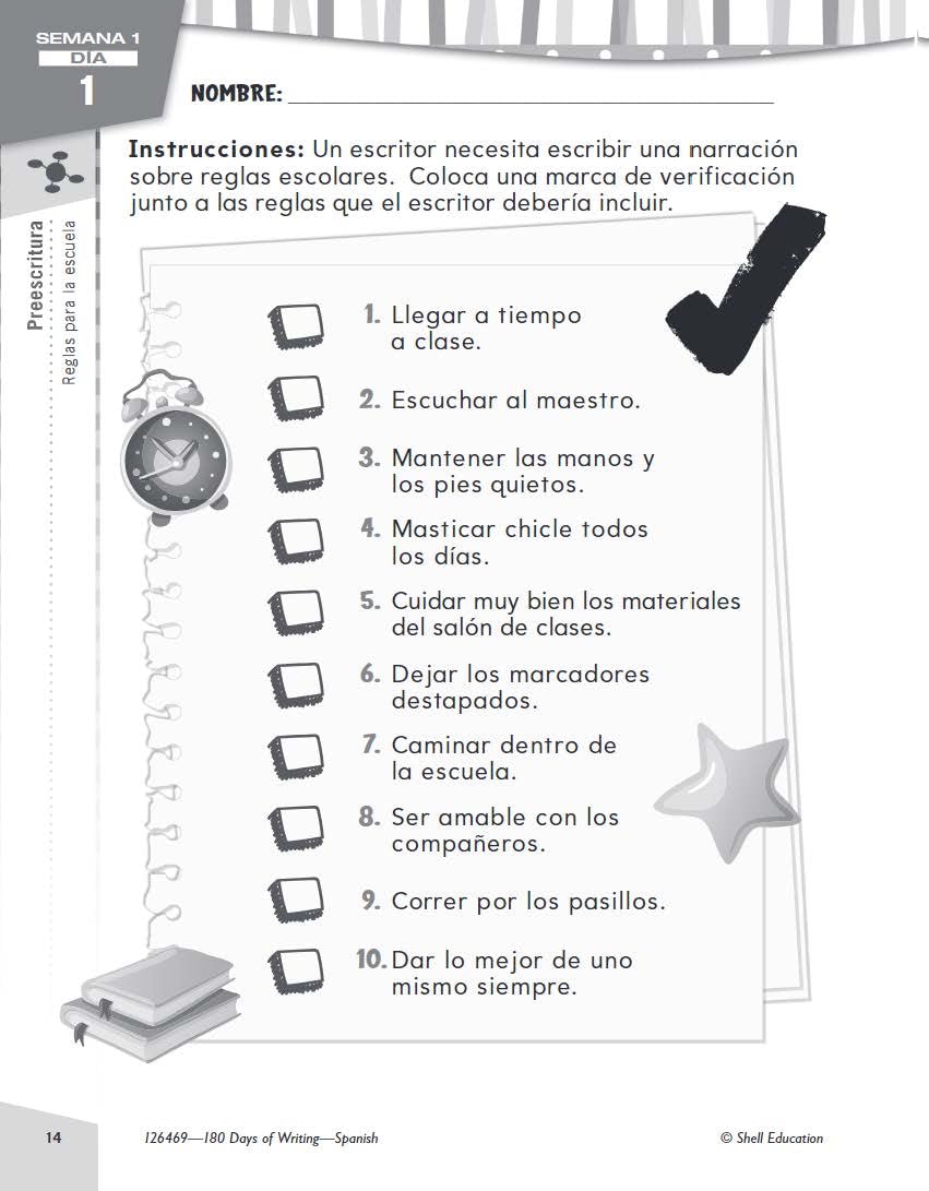 180 Days: Writing for Second Grade (Spanish)