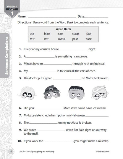 180 Days: Spelling and Word Study for Second Grade
