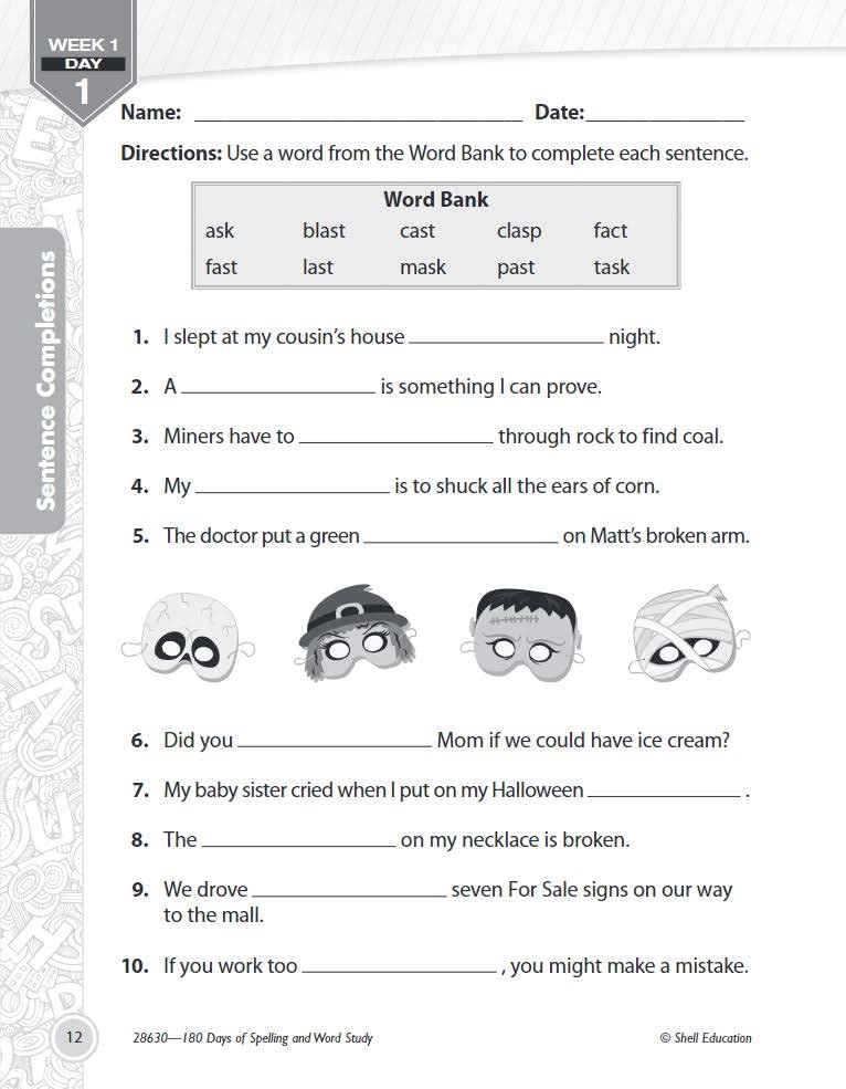 180 Days: Spelling and Word Study for Second Grade