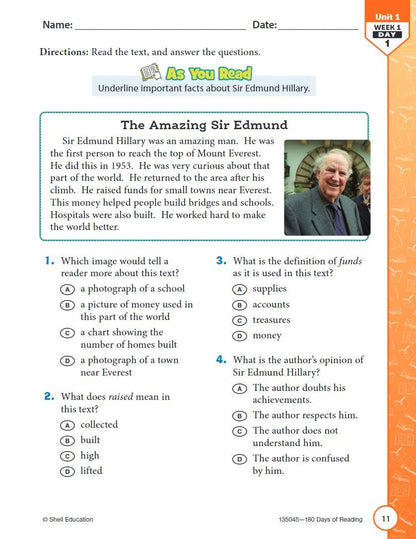 180 Days: Reading for Third Grade, 2nd Edition