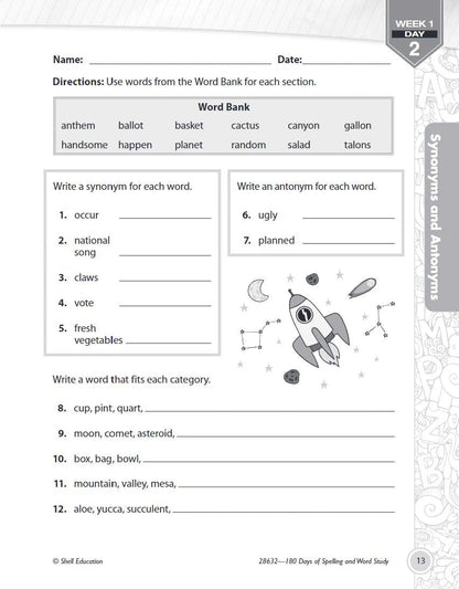 180 Days: Spelling and Word Study for Fourth Grade