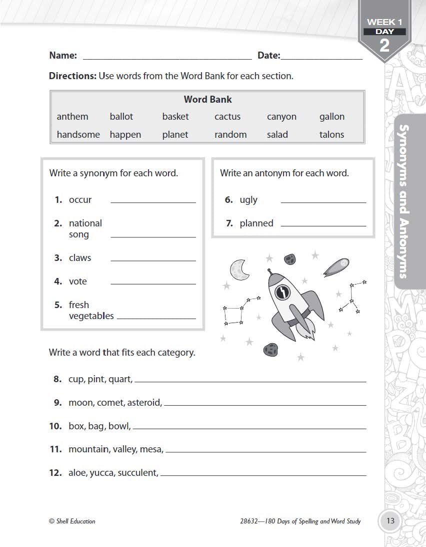 180 Days: Spelling and Word Study for Fourth Grade