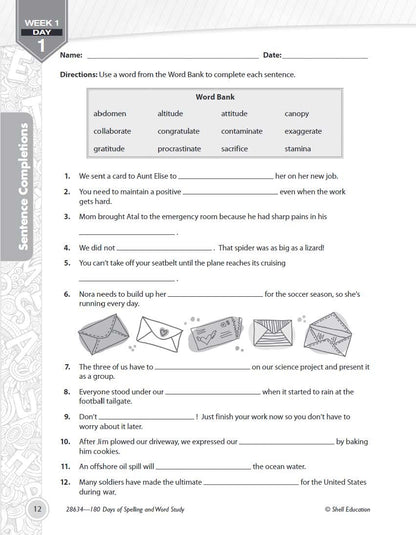 180 Days: Spelling and Word Study for Sixth Grade
