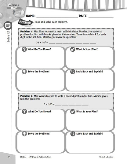 180 Days: Problem Solving for Fifth Grade