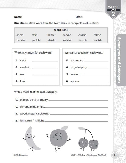 180 Days: Spelling and Word Study for Third Grade