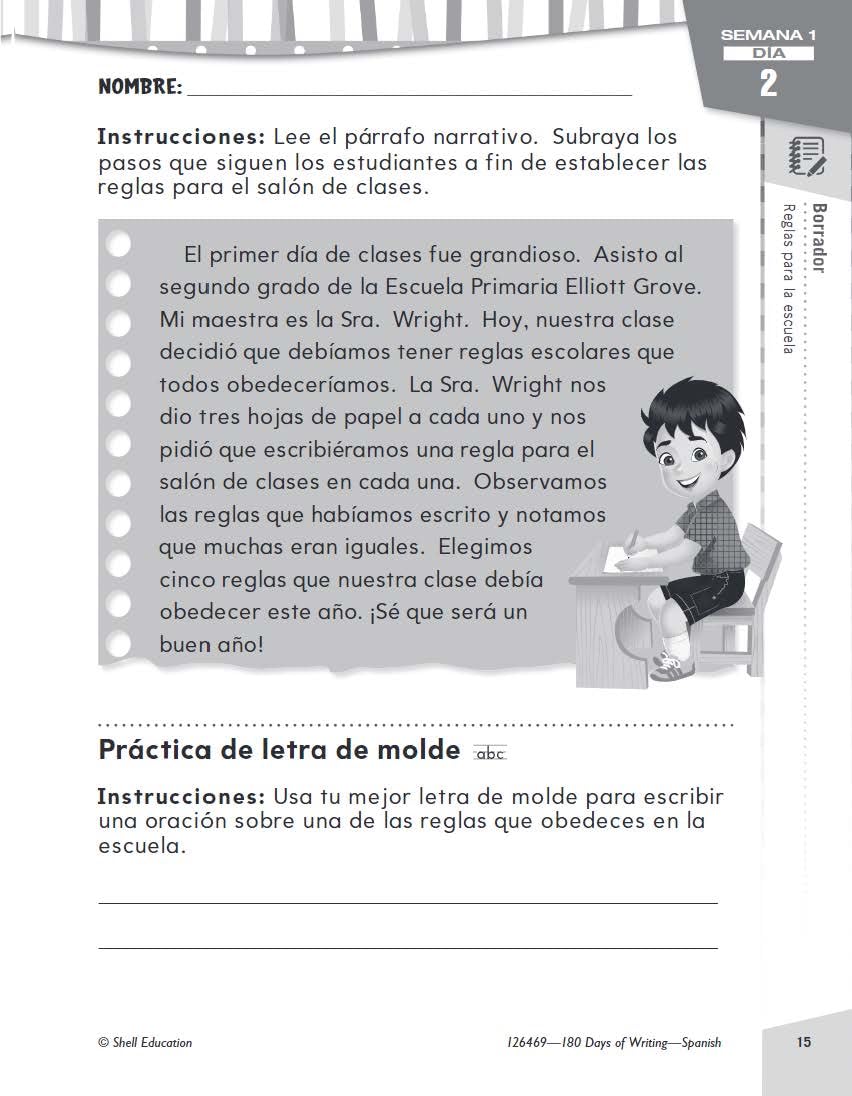 180 Days: Writing for Second Grade (Spanish)