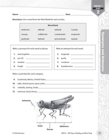 180 Days: Spelling and Word Study for Sixth Grade