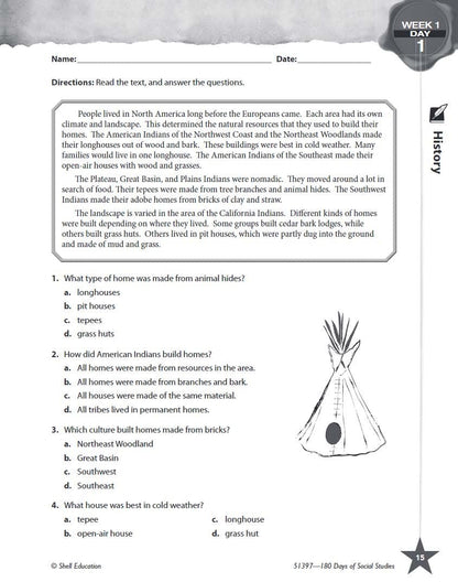 180 Days: Social Studies for Fifth Grade