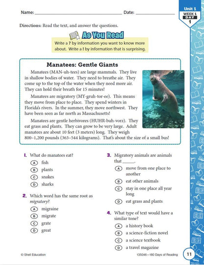 180 Days: Reading for Fourth Grade, 2nd Edition