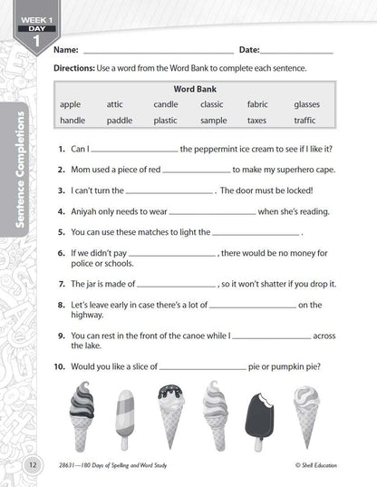 180 Days: Spelling and Word Study for Third Grade