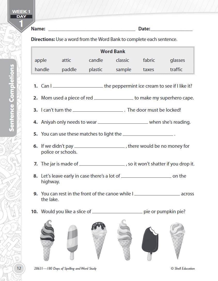 180 Days: Spelling and Word Study for Third Grade
