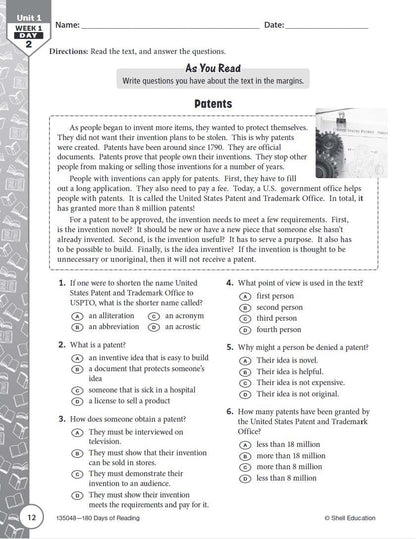 180 Days: Reading for Sixth Grade, 2nd Edition