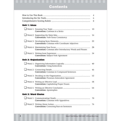 Daily 6-Trait Writing Workbook, Grade 7