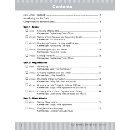 Daily 6-Trait Writing, Workbook Grade 4