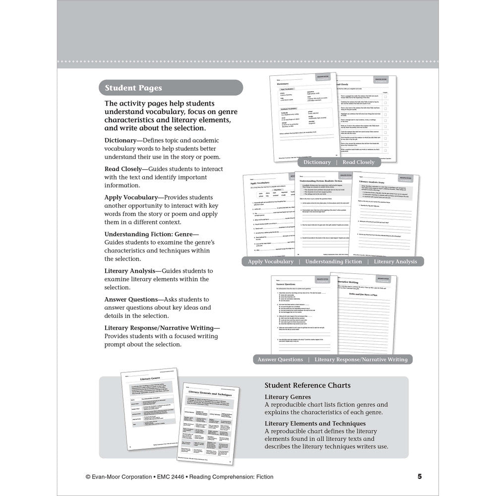 Reading Comprehension: Fiction, Resource Workbook  (Grade 6)