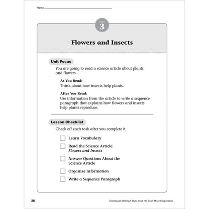 Text-Based Writing Workbook, Grade 3