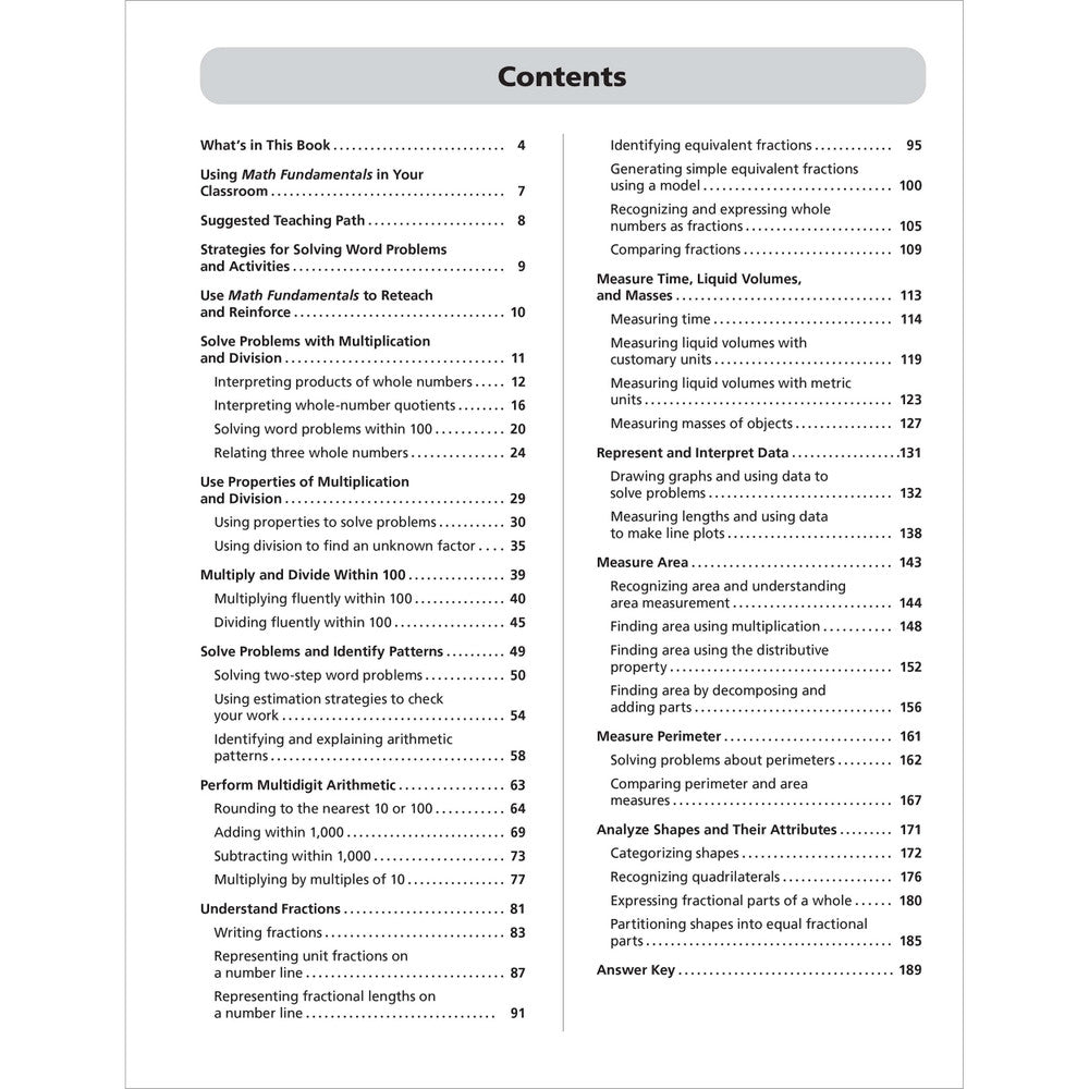 Math Fundamentals, Workbook Grade 3