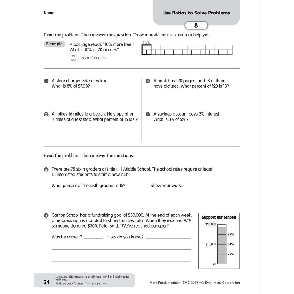 Math Fundamentals, Workbook Grade 6