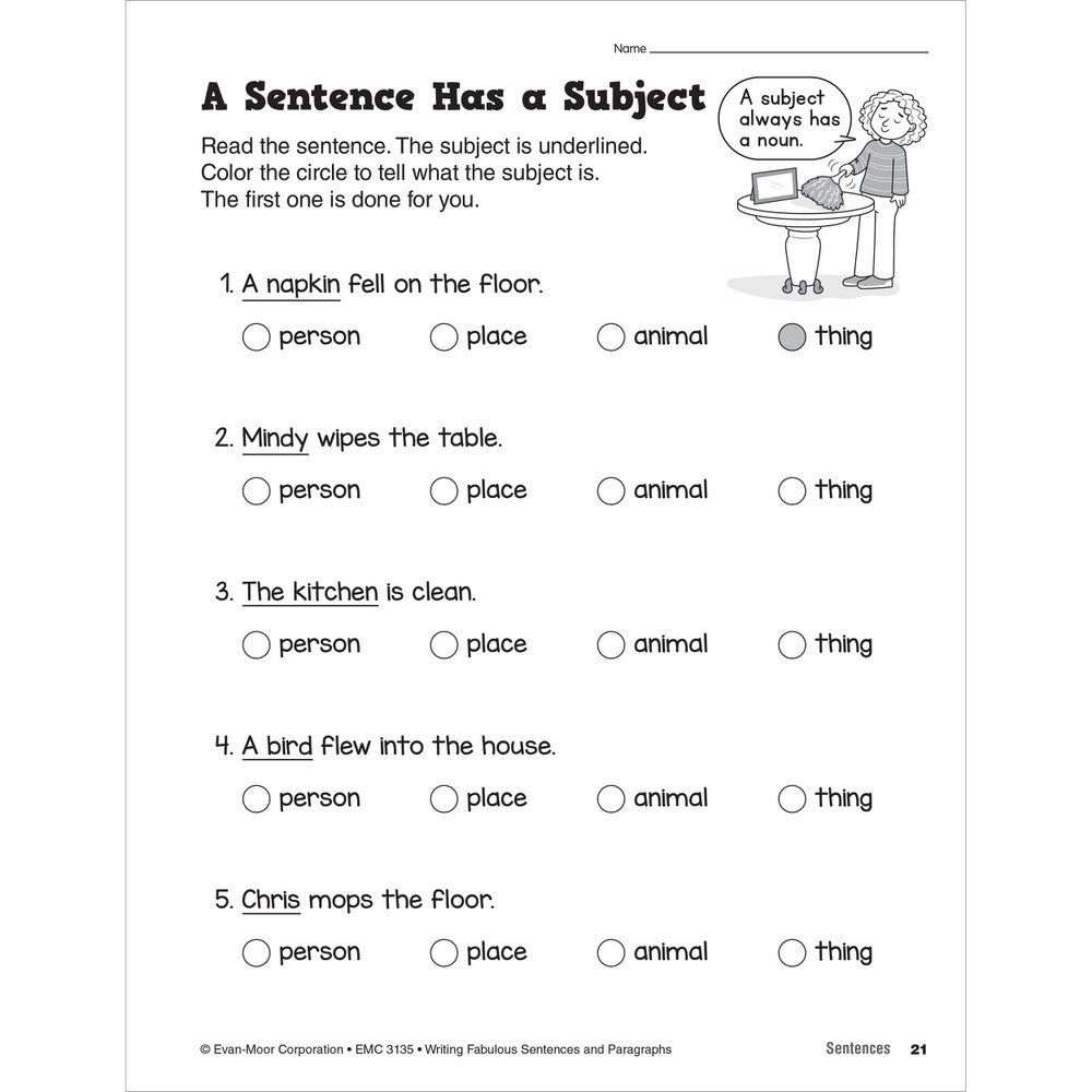 Writing Fabulous Sentences & Paragraphs, Grades 1-3