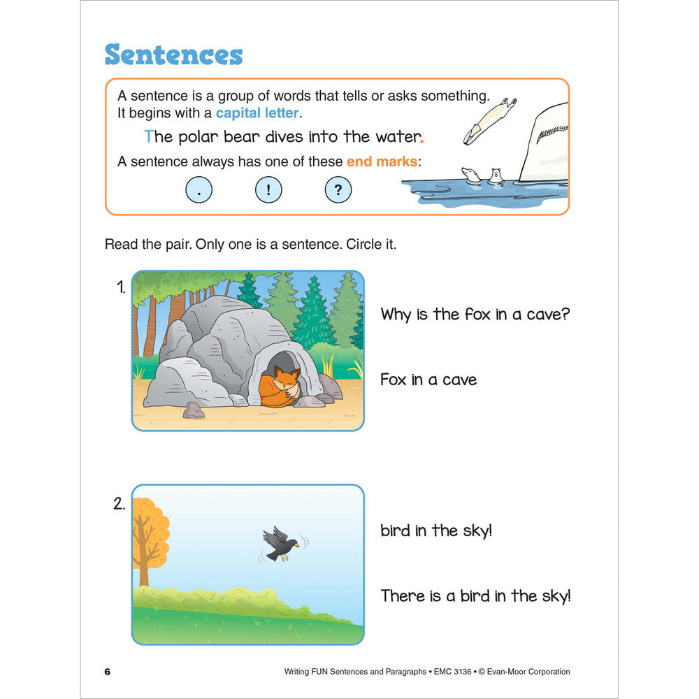 Writing Fun Sentences & Paragraphs, Grades 1-3