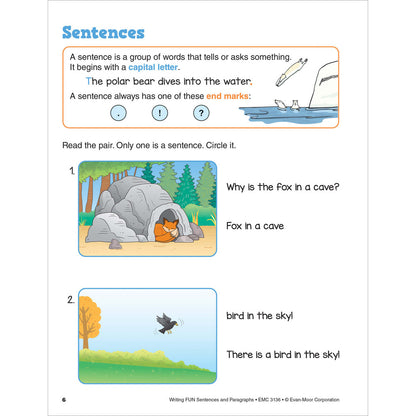 Writing Fun Sentences & Paragraphs, Grades 1-3