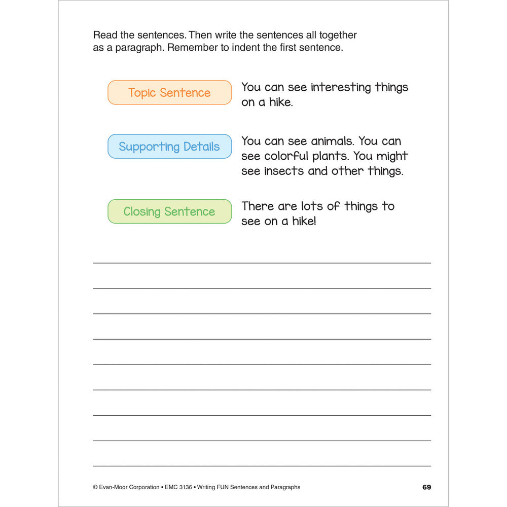 Writing Fun Sentences & Paragraphs, Grades 1-3