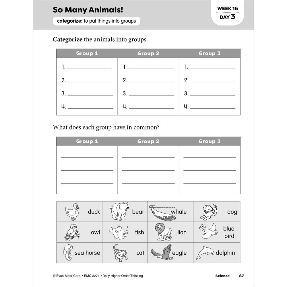 Daily Higher-Order Thinking, Teacher Resource Workbook (Grade 1)