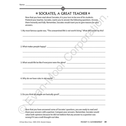 History Pockets: Ancient Greece Workbook Grades 4-6