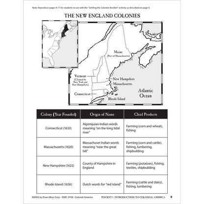 History Pockets: Colonial America, Teacher Resource Workbook Grade 4-6