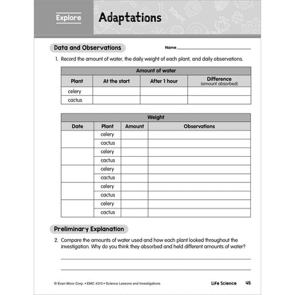 Science Lessons & Investigations Workbook, Grade 3