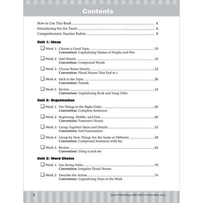 Daily 6-Trait Writing, Workbook, Grade 2