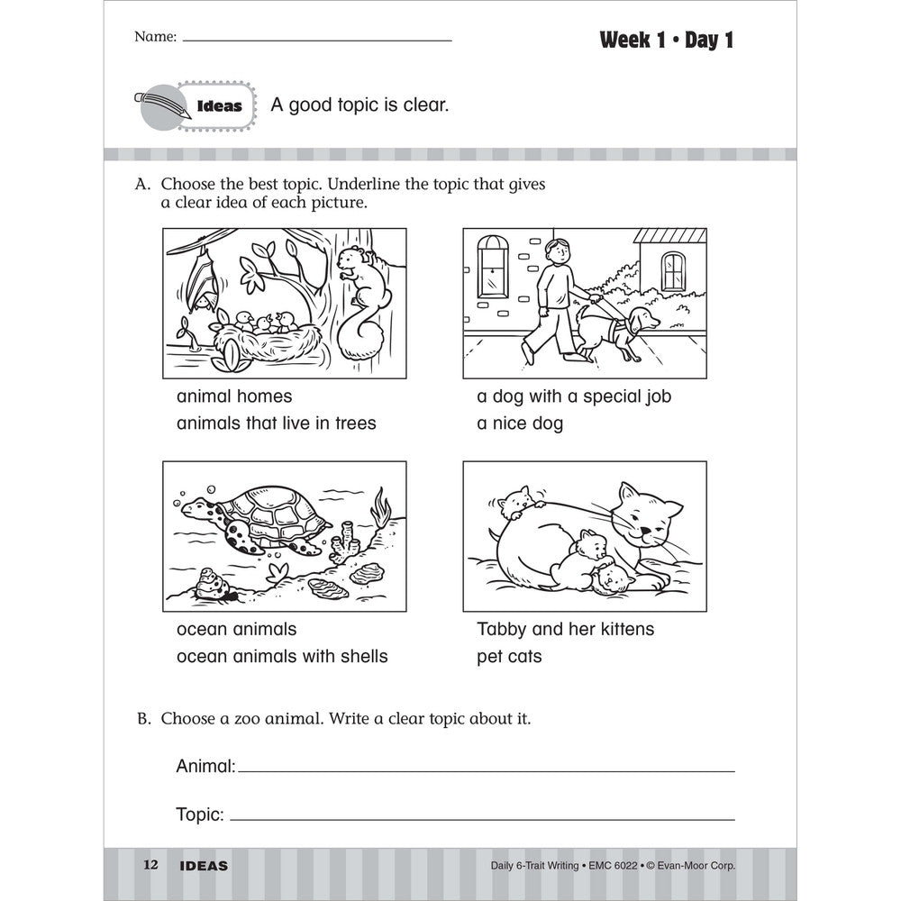 Daily 6-Trait Writing, Workbook, Grade 2